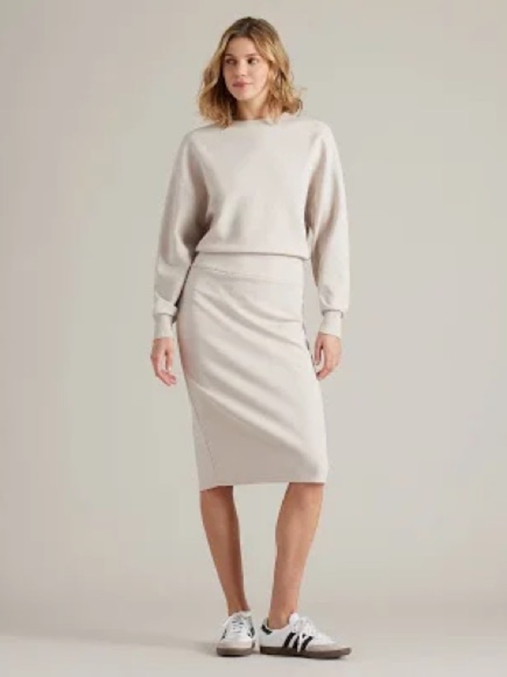 🌺RHÔNE Dreamglow Long Sleeve Sweatshirt Dress In Sand-NWOT